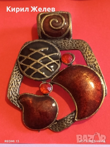 АБСТРАКТНА ВИСУЛКА с ЧЕРВЕН ЕМАЙЛ и КРИСТАЛИ ДИЗАЙНЕРСКО БИЖУ 25226, снимка 2 - Колиета, медальони, синджири - 52503368