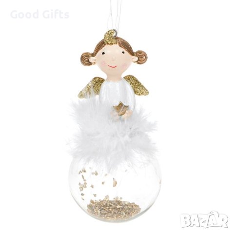 3 броя Бели керамични ангелчета за елха, 12см, снимка 2 - Декорация за дома - 42701408