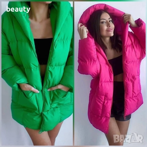 Дамско зимно яке циклама, снимка 2 - Якета - 51980039