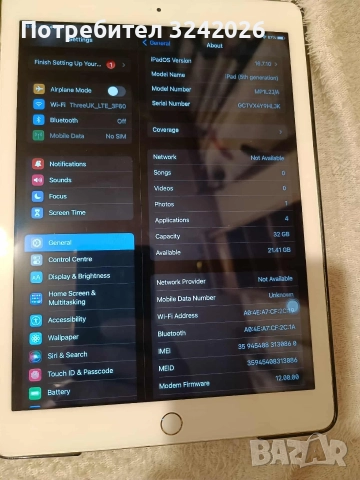 IPAD 5TH GEN.WIFI+CELLULAR , снимка 3 - Таблети - 52655189