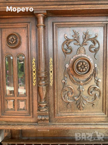 Уникално красив старинен шкаф,скрин,бюфет(Масив)-19 век, снимка 4 - Бюфети - 50625555