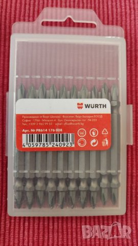 Комплект 10 бита WURTH тип PHILIPS, кръстати, накрайници, отвертки. , снимка 2 - Отвертки - 40207777