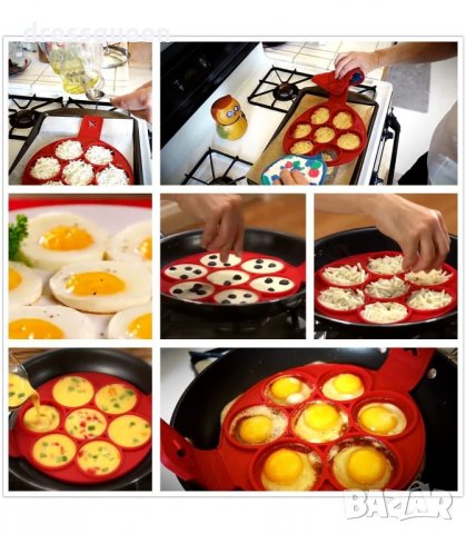 2897 СИЛИКОНОВА ФОРМА ЗА ПАЛАЧИНКИ И ЯЙЦА ЗА 7 БР., снимка 4 - Форми - 34266490