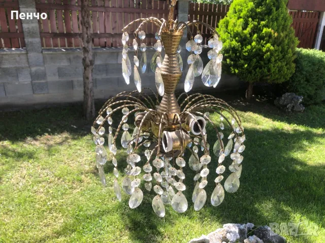 старинен кристален полилей, снимка 5 - Антикварни и старинни предмети - 50342593