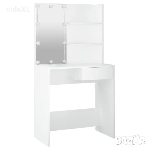 vidaXL Тоалетка с LED, бяла, 74,5x40x141 см, снимка 6 - Тоалетки - 56147820