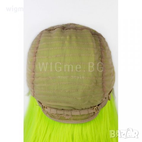 Къса права яркозелена лейс фронт перука Лив, снимка 5 - Аксесоари за коса - 35784702