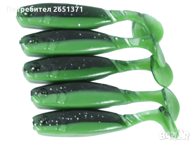 Силиконова примамка с Т-опашка 2.3 гр./6.5 см., 5 броя, снимка 3 - Такъми - 36064996