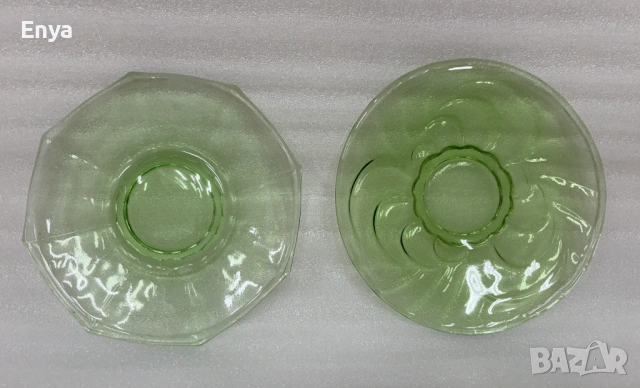 Десертни чинии от зелено стъкло - за допълване