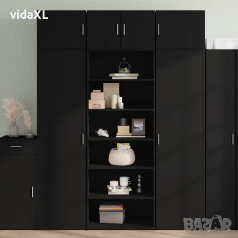 vidaXL Висок шкаф, черен, 70x41x185 см, инженерно дърво, снимка 2 - Бюфети - 56146902
