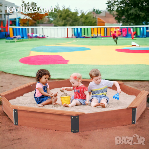Голям Дървен Детски Пясъчник с Покривало OCTAGON, 199х199х23 см. , снимка 6 - Други - 44670689