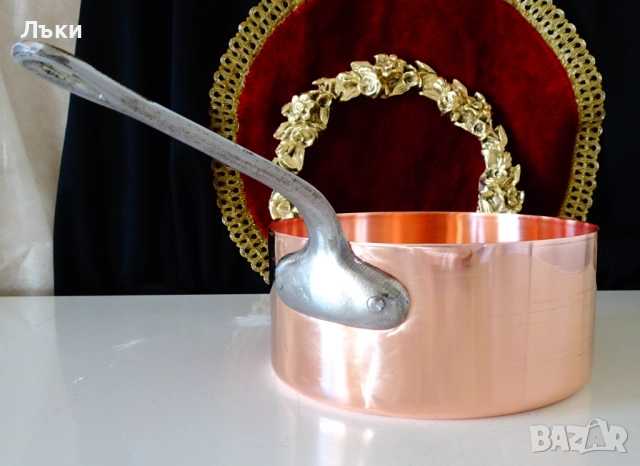 Медна тенджера 1.6 л.,чиста червена мед. , снимка 3 - Антикварни и старинни предмети - 52553239