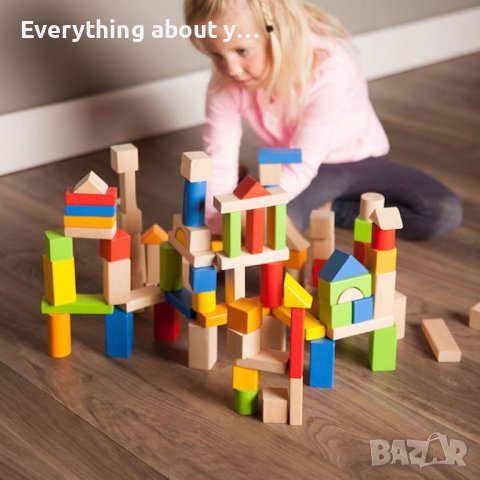 Класически строителен комплект от дървени блокчета - Кофа със 100 части, снимка 7 - Конструктори - 38992746