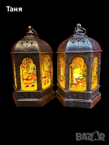 Коледен декоративен светещ фенер. 