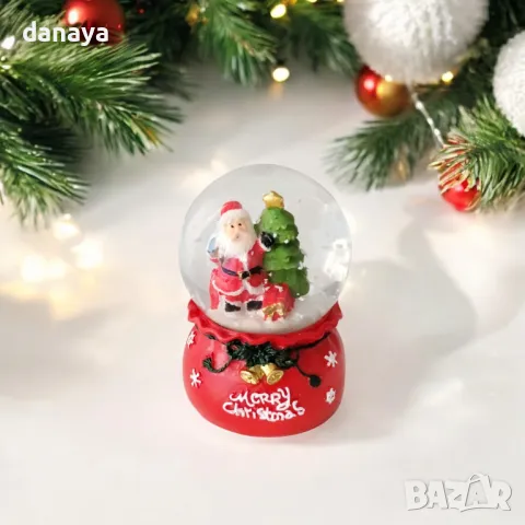 5396 Коледна снежна топка преспапие Merry Christmas, 7 см, снимка 4 - Декорация за дома - 47858805