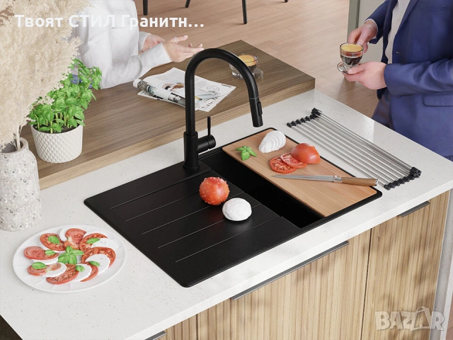 Кухненска Мивка от гранит модел Копенхаген 40 Top 700 x 500 мм - Графит, снимка 9 - Други - 40422219