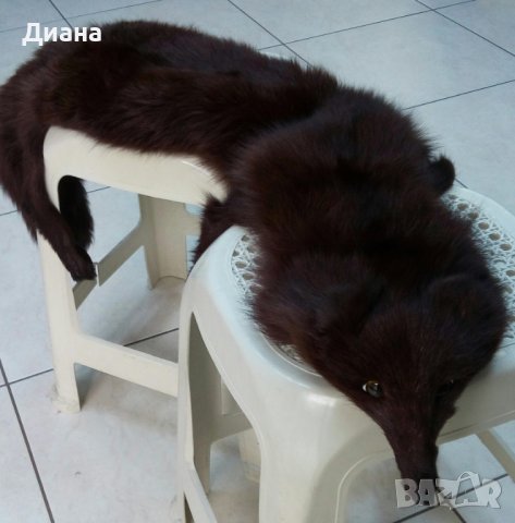 Кожена яка от кафява лисица, снимка 2 - Шалове - 39280116