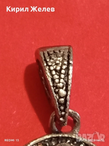 СРЕБРИСТ МЕДАЛЬОН в СТИЛ АРТ ДЕКО с ЧЕРЕН ОНИКС и МАРКАЗИТ 52164, снимка 4 - Колиета, медальони, синджири - 52503788