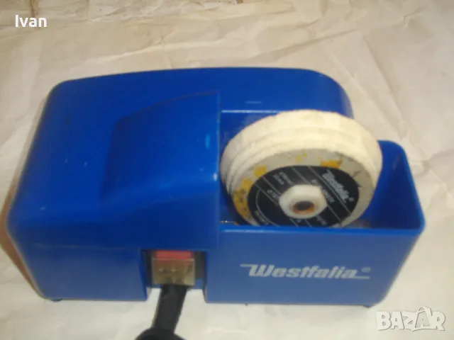 Немски оригинален електрически ШМИРГЕЛ ТОЧИЛО БАВНА СКОРОСТ СУХО МОКРО ШЛАЙФАНЕ ЗАТОЧВАНЕ Westfalia, снимка 3 - Други инструменти - 47421838