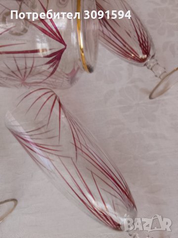  Винтидж Германия ,Комплект кана и 4 чаши за вино рисуваниано стъкло , снимка 10 - Други ценни предмети - 44422620