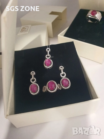 СРЕБЪРНИ ОБЕЦИ С НАТУРАЛЕН РУБИН JOHNSON ОТ ТАЙЛАНД