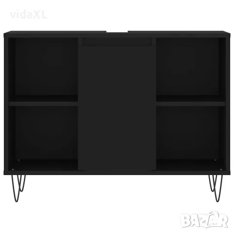 vidaXL Шкаф за баня, черен, 80x33x60 см, инженерно дърво, снимка 5 - Шкафове - 56148138