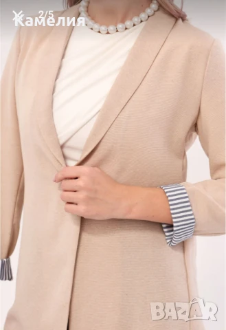 Дамско сако в цвят телесен, снимка 5 - Сака - 50761122