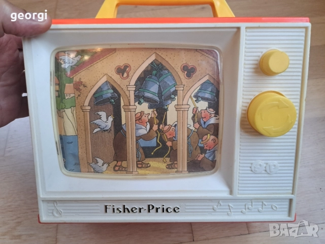 ретро английска детска музикална играчка телевизор Fisher price , снимка 4 - Антикварни и старинни предмети - 52098317