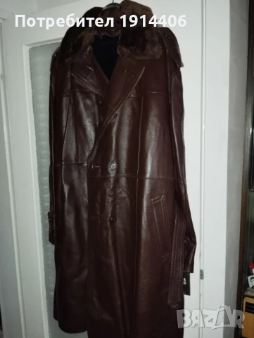 Кожено палто шуба с вълнена подплата и кожена яка, всичко естествена кожа, снимка 5 - Палта - 50585443