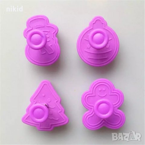 Джинджифилово човече Коледна топка пластмасов резец с бутало форма с релеф за тесто фондан, снимка 4 - Форми - 34813779