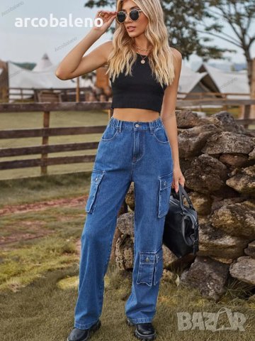 Нови ежедневни изпрани дамски дънки с много джобове, 2цвята , снимка 2 - Дънки - 42345871