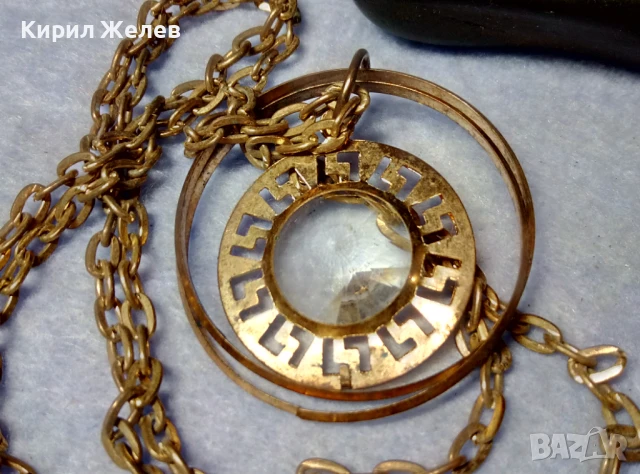 ВЕЛИКОЛЕПНО ПОЗЛАТЕНО ВИНТИДЖ АРТ КОЛИЕ с МЕДАЛЬОН с ФАСЕТИРАН БОХЕМСКИ КРИСТАЛ 40779, снимка 8 - Колиета, медальони, синджири - 51255580