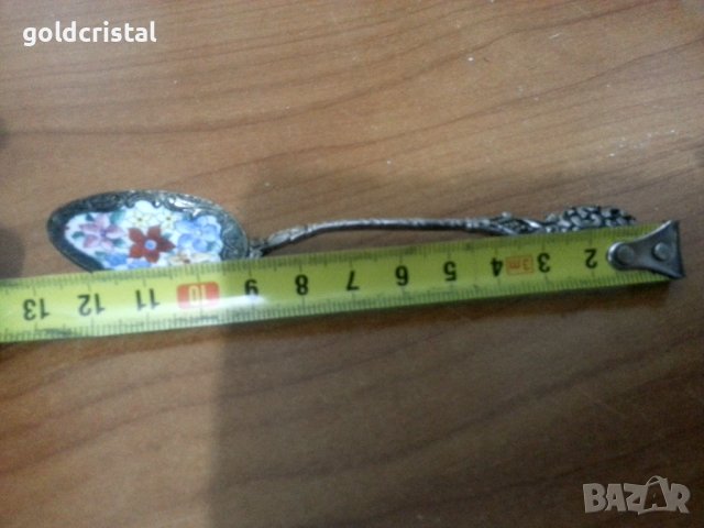 Посребрена лъжичка с емайл , снимка 3 - Антикварни и старинни предмети - 39002322