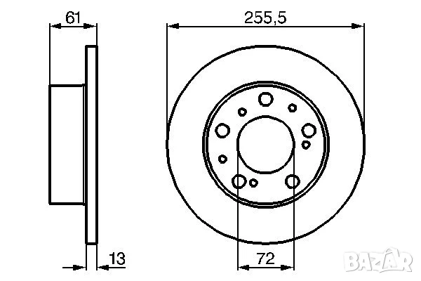 Диск спирачен преден дeсен/ляв за CITROEN C25;FIAT DUCATO;PEUGEOT J5 1.8-2.5D 09.81-03.94г.№ F2061P, снимка 3 - Части - 50644397