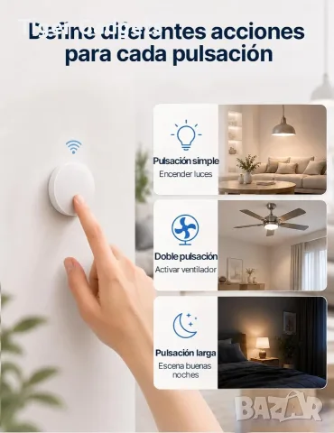 MOES Zigbee Push Button – безжичен бутон за 3 смарт сцени, снимка 5 - Смарт домашни устройства (Smart Home) - 56010538