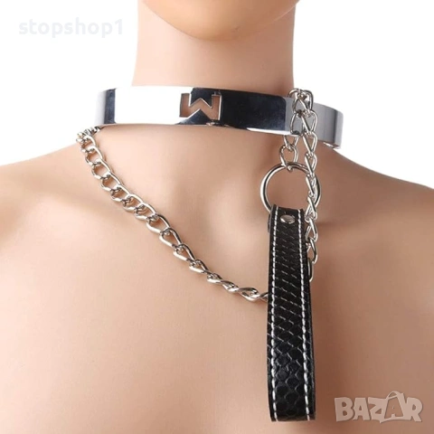 Метална огърлица с О-пръстен/колие с верижка за врата, комплект за обвързване, робски фетиш, косплей