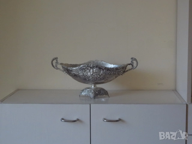 Голяма разкошна сребриста купа, снимка 14 - Антикварни и старинни предмети - 53528053