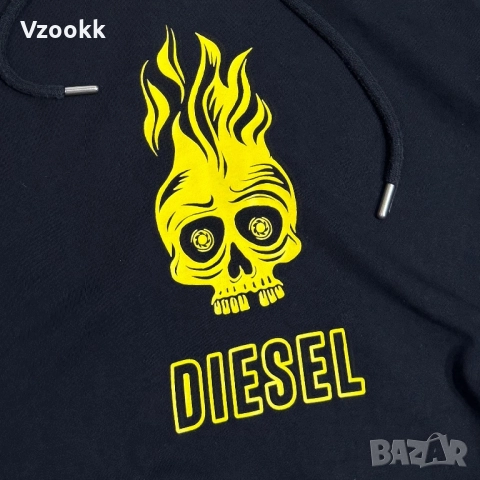 Мъжко горнище Diesel Skull Flaming | L размер, снимка 4 - Суичъри - 52871534