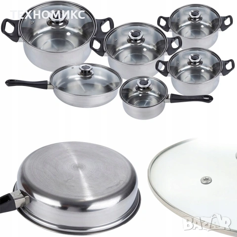 Комплект тенджери от Неръждаема Стомана – 12 части с капаци, снимка 4 - Съдове за готвене - 53639508