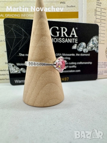 Сребърен пръстен с мойсанит (Диамант) 1 карат, снимка 4 - Пръстени - 52943868