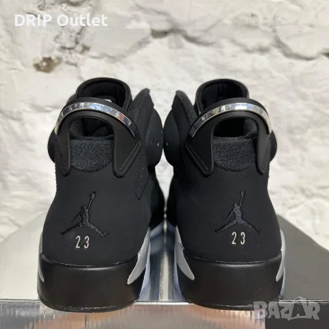 !НОВИ! Air Jordan 6 Retro | Black/Chrome | + КУТИЯ, снимка 4 - Маратонки - 55750496