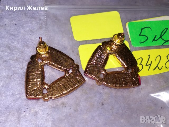 ШАРМАНТНИ ПОЗЛАТЕНИ МЕДНИ МОДНИ АРТ ОБЕЦИ с ИСКРЯЩИ ФАСЕТИРАНИ КРИСТАЛИ 34280, снимка 3 - Обеци - 41483885