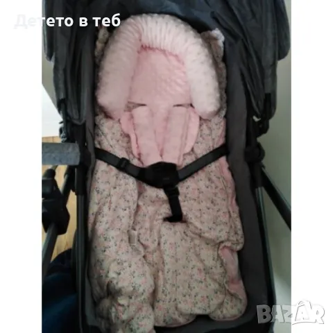 Възглавничка за кош за кола за новородено бебе - розово минки, снимка 1