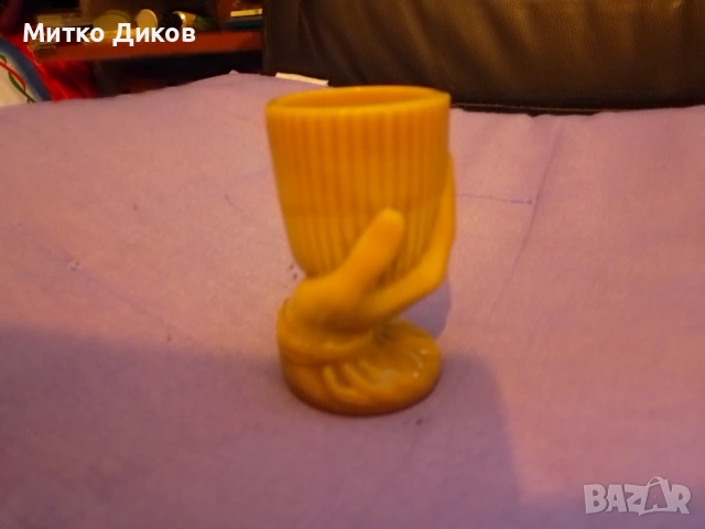 Beggar's Hand toothpick holder by Vallerysthal & Portieux SoLastCenturyGlass чаша кехлибар за клечки, снимка 8 - Антикварни и старинни предмети - 53564866