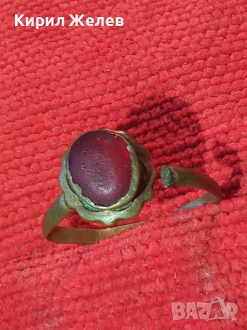 КОЛЕКЦИОНЕРСКИ СТАРИНЕН МЕДЕН ПРЪСТЕН РЪЧНА ИЗРАБОТКА с НУЖДА от ЛЕК РЕМОНТ 14327, снимка 12 - Антикварни и старинни предмети - 46497015