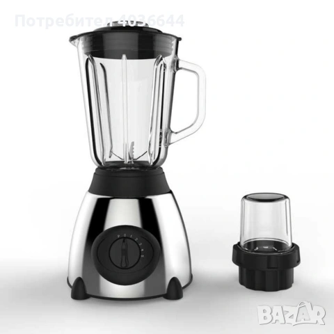 Блендер Cheffinger 1000 W – 1,5 л стъклена кана, мелачка 100 мл, корпус от неръждаема стомана