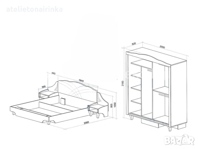 Спален комплект Белисима със златни орнаменти, снимка 2 - Спални и легла - 49174808