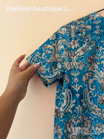 Тюркоазена тениска с уникален десен М размер 💚🩵💙, снимка 3 - Тениски - 52051315