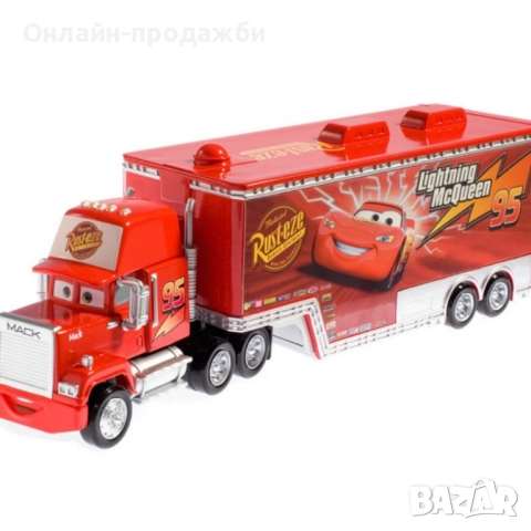 Радиоуправляем камион Mack Rust-eze Transporter с Мълнията Маккуин, снимка 4 - Коли, камиони, мотори, писти - 52246004