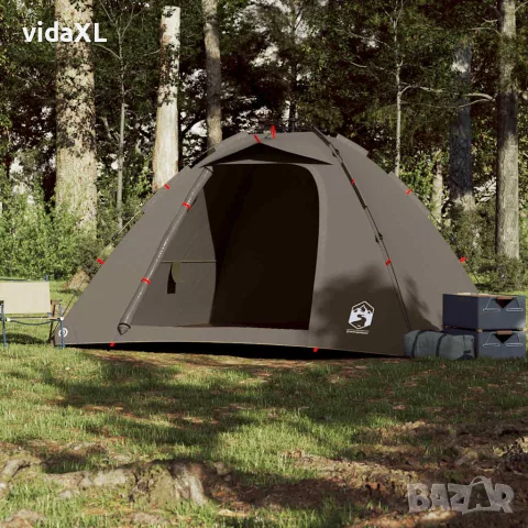 vidaXL Риболовна палатка 4-местна кафява бързо освобождаване, снимка 3 - Палатки - 56147406