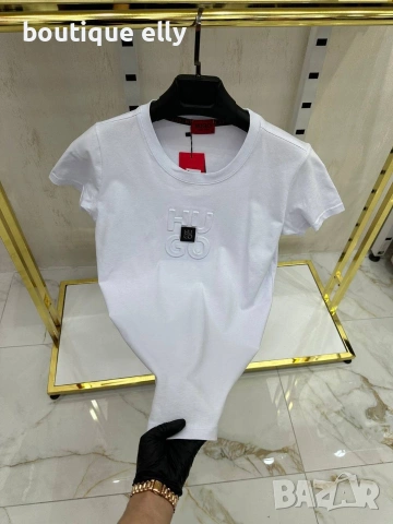 дамска тениска в черно, бяло и розово, снимка 3 - Тениски - 53198223